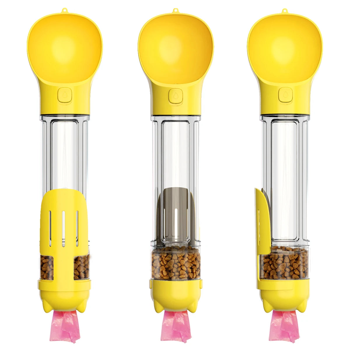 Multifunctional Pet Travel Bottle - Water, Food & Poop Bag Dispenser ๐พ