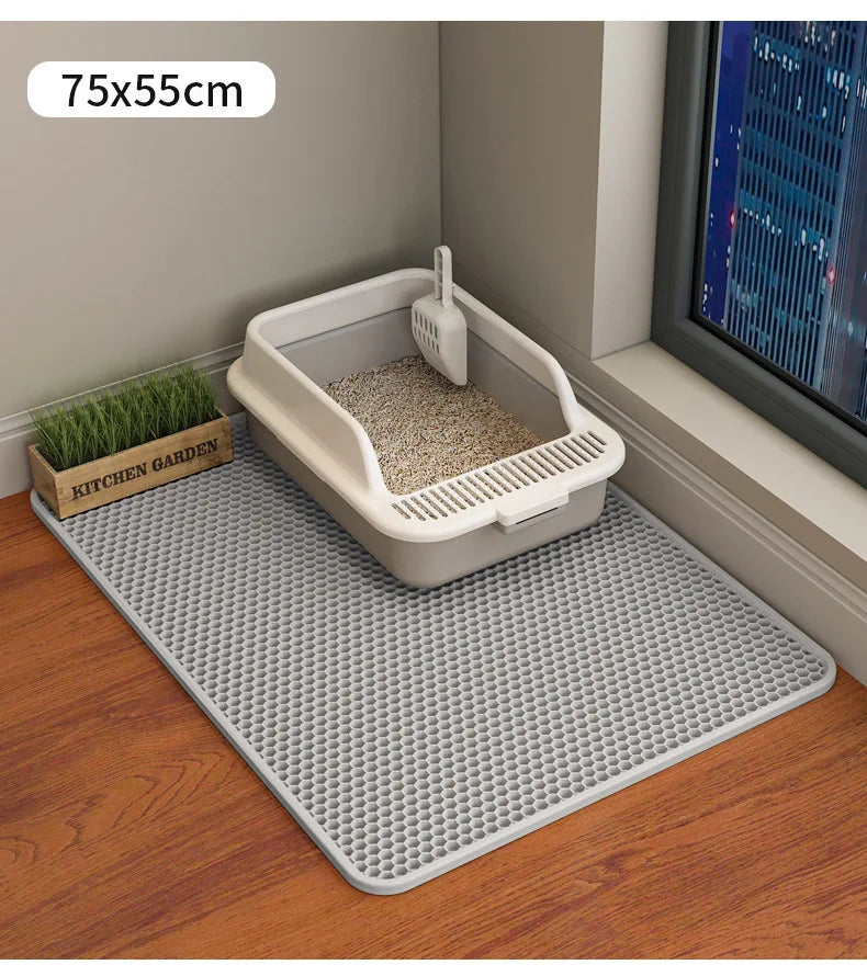 🧼 Kitty Clean Zone ! Cat Litter Mat - Washable, Non-Slip & Honeycomb Design 🐾