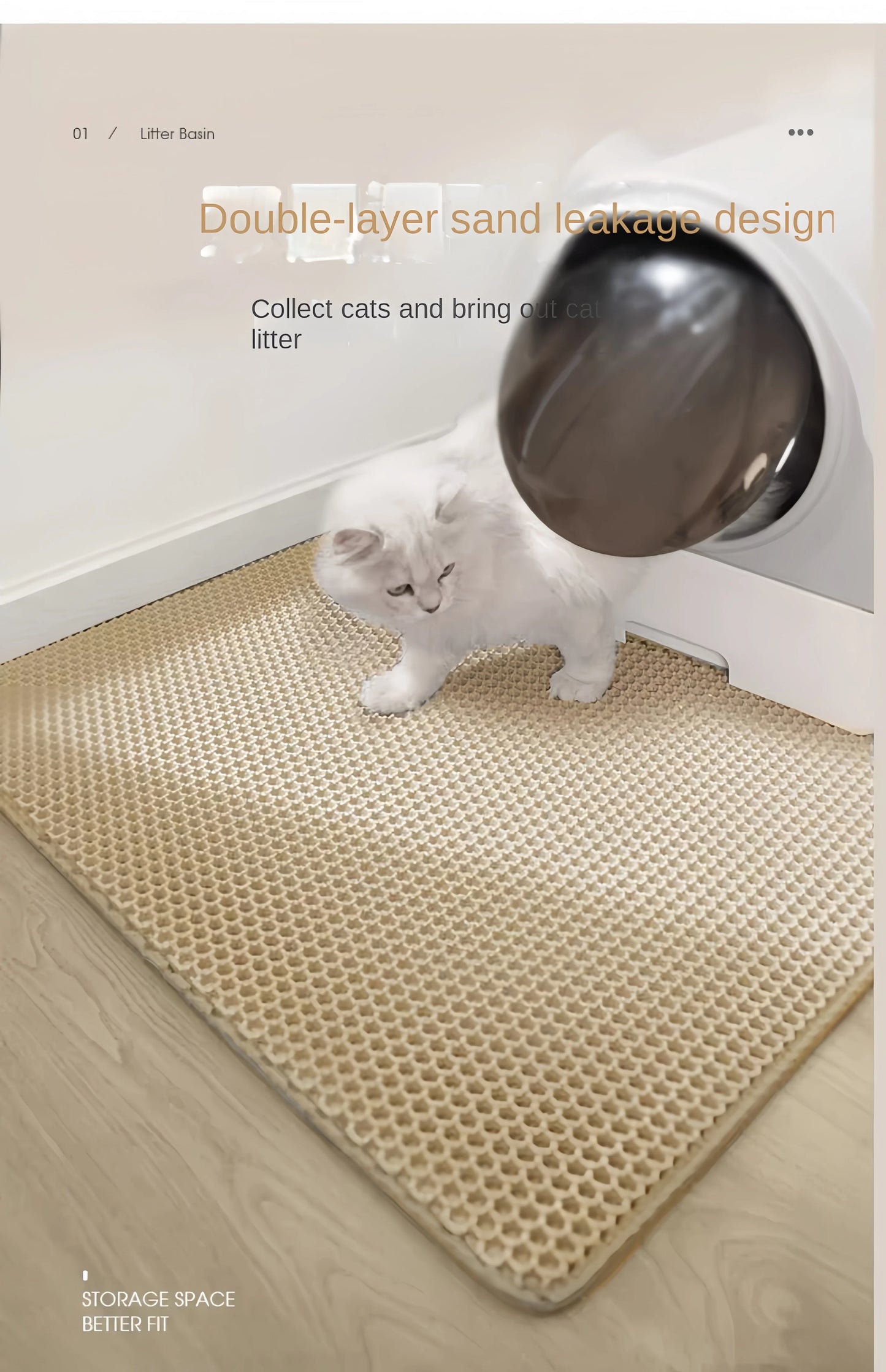 🧼 Kitty Clean Zone ! Cat Litter Mat - Washable, Non-Slip & Honeycomb Design 🐾