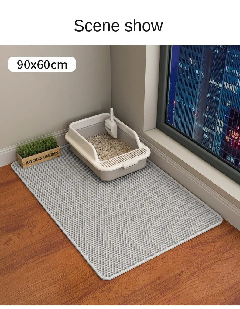 🧼 Kitty Clean Zone ! Cat Litter Mat - Washable, Non-Slip & Honeycomb Design 🐾