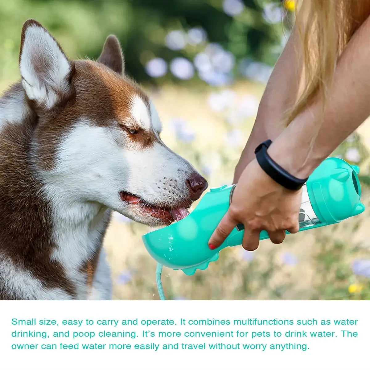 Multifunctional Pet Travel Bottle - Water, Food & Poop Bag Dispenser ๐พ