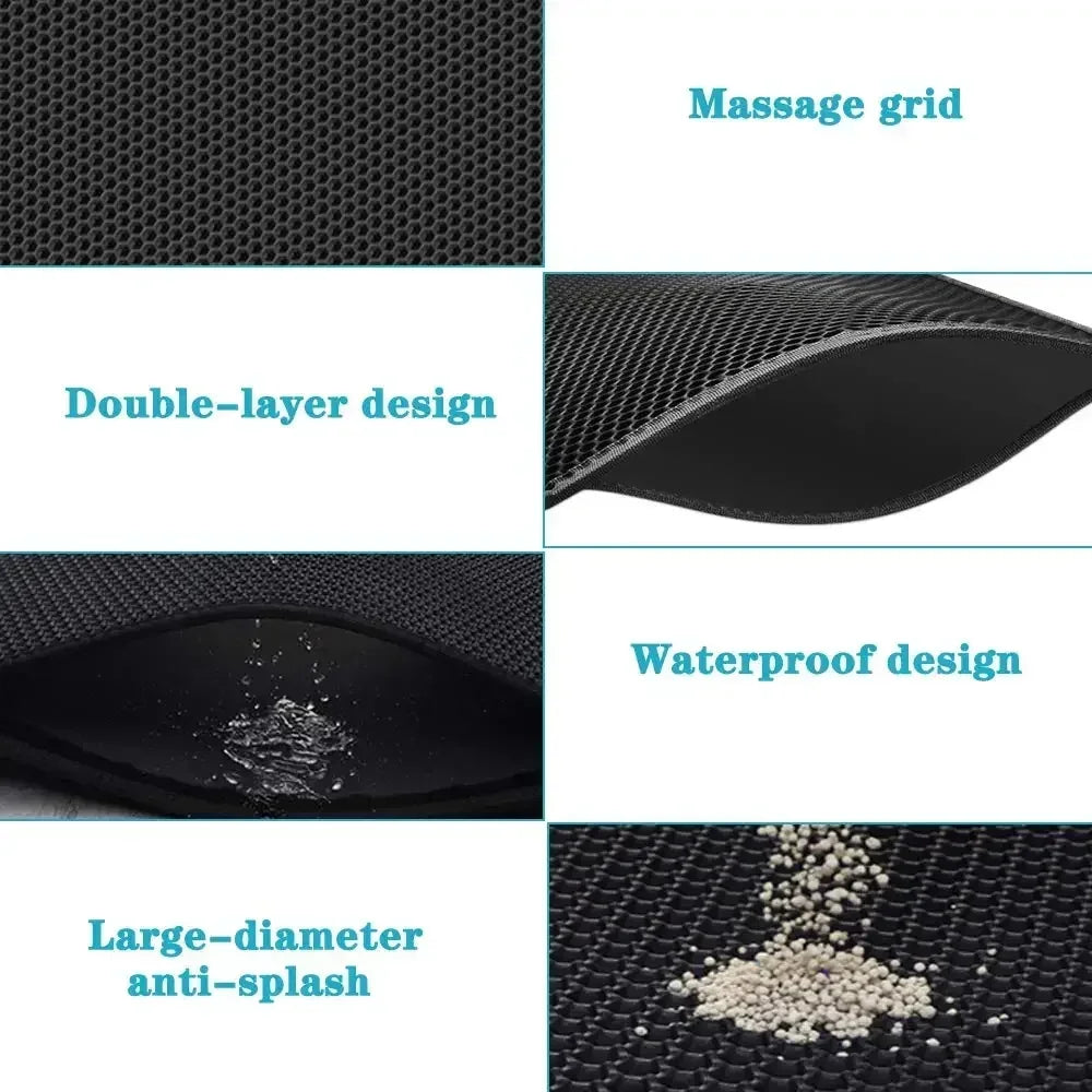 🧼 Kitty Clean Zone ! Cat Litter Mat - Washable, Non-Slip & Honeycomb Design 🐾