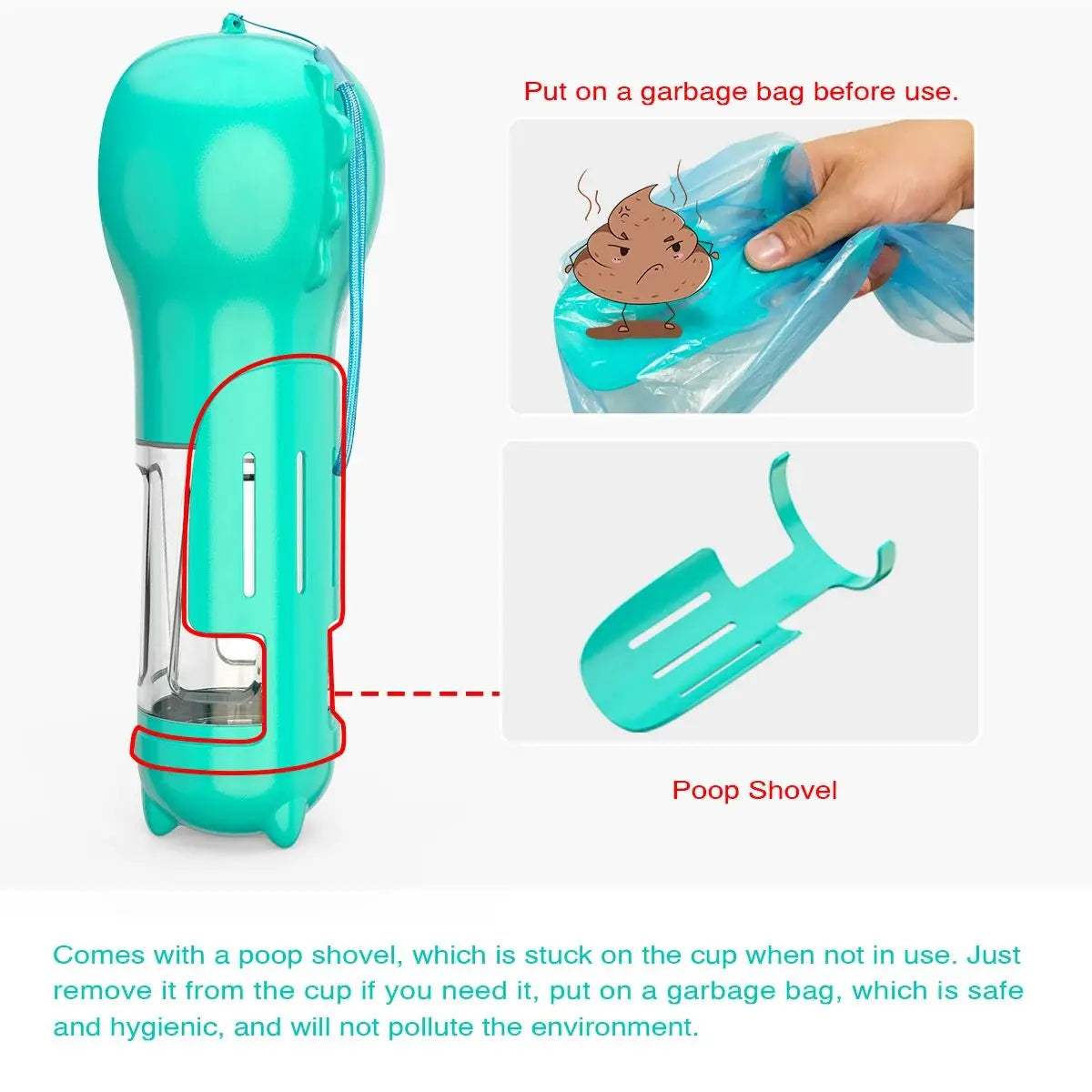 Multifunctional Pet Travel Bottle - Water, Food & Poop Bag Dispenser ๐พ