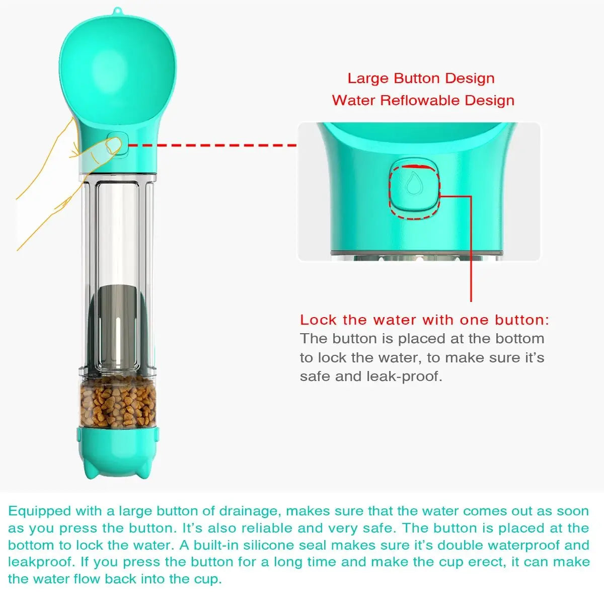 Multifunctional Pet Travel Bottle - Water, Food & Poop Bag Dispenser ๐พ