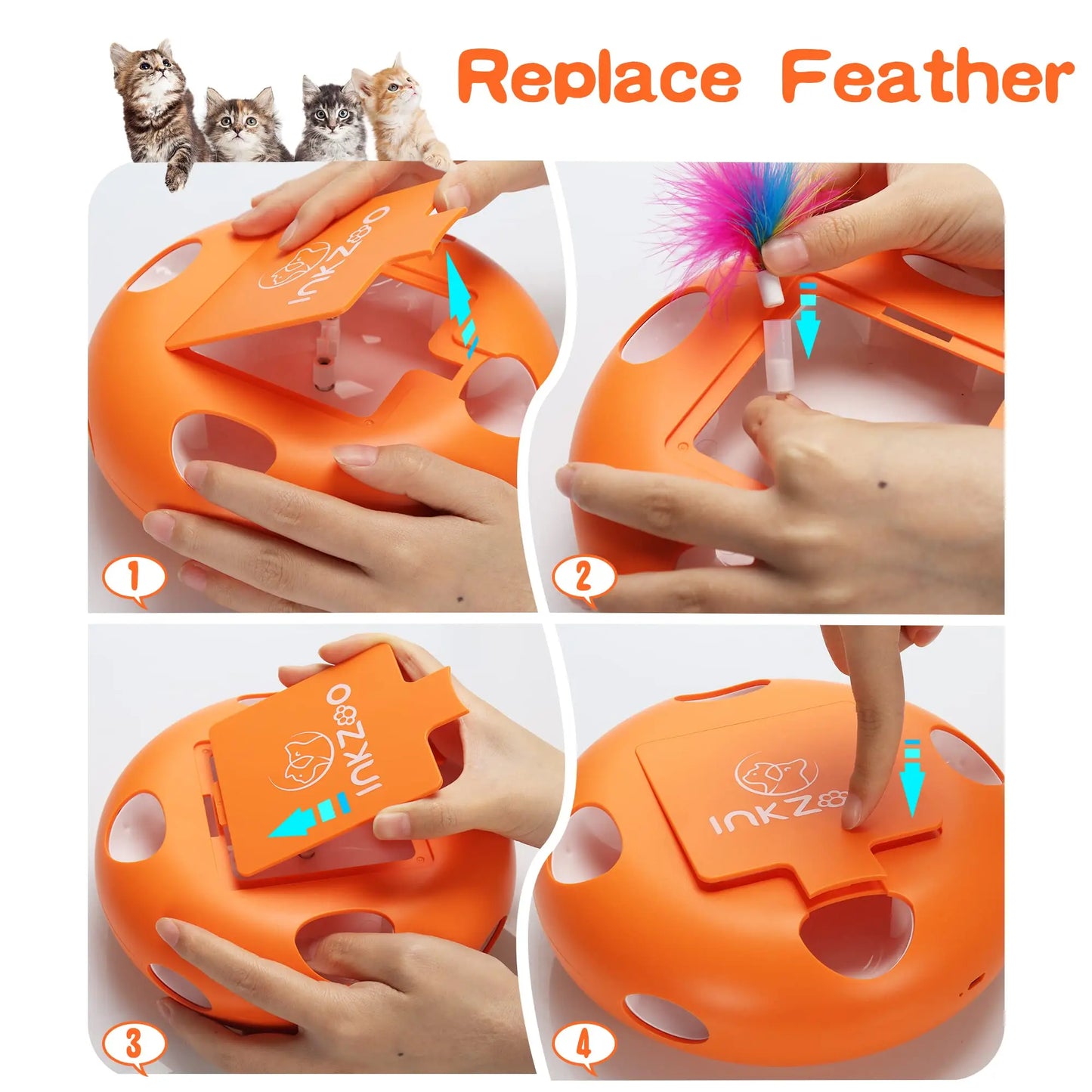 INKZOO Interactive Feather Cat Toy – Best Automatic Chaser