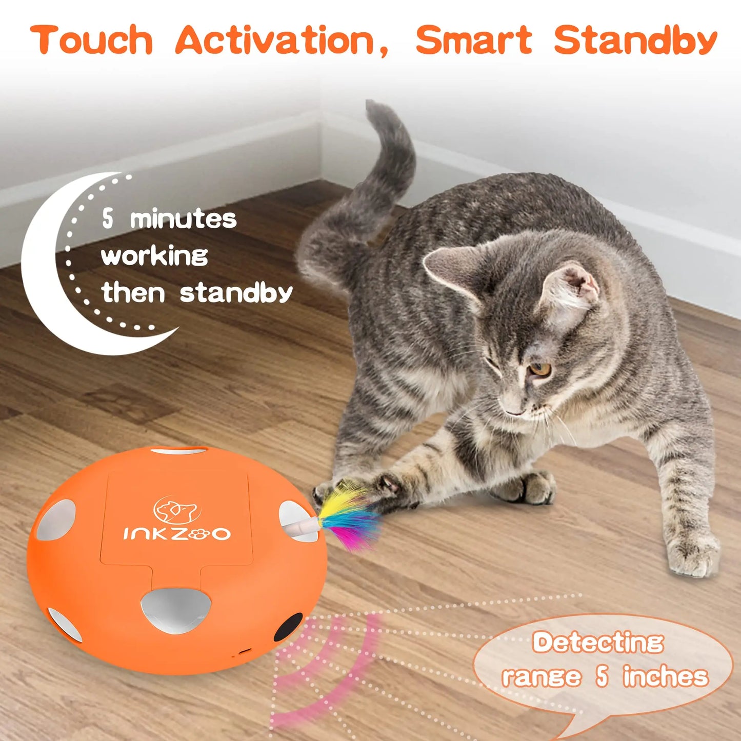 INKZOO Interactive Feather Cat Toy – Best Automatic Chaser