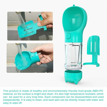 Multifunctional Pet Travel Bottle - Water, Food & Poop Bag Dispenser 🐾