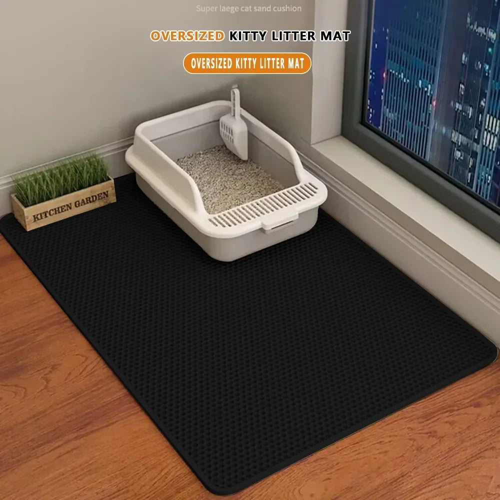 🧼 Kitty Clean Zone ! Cat Litter Mat - Washable, Non-Slip & Honeycomb Design 🐾
