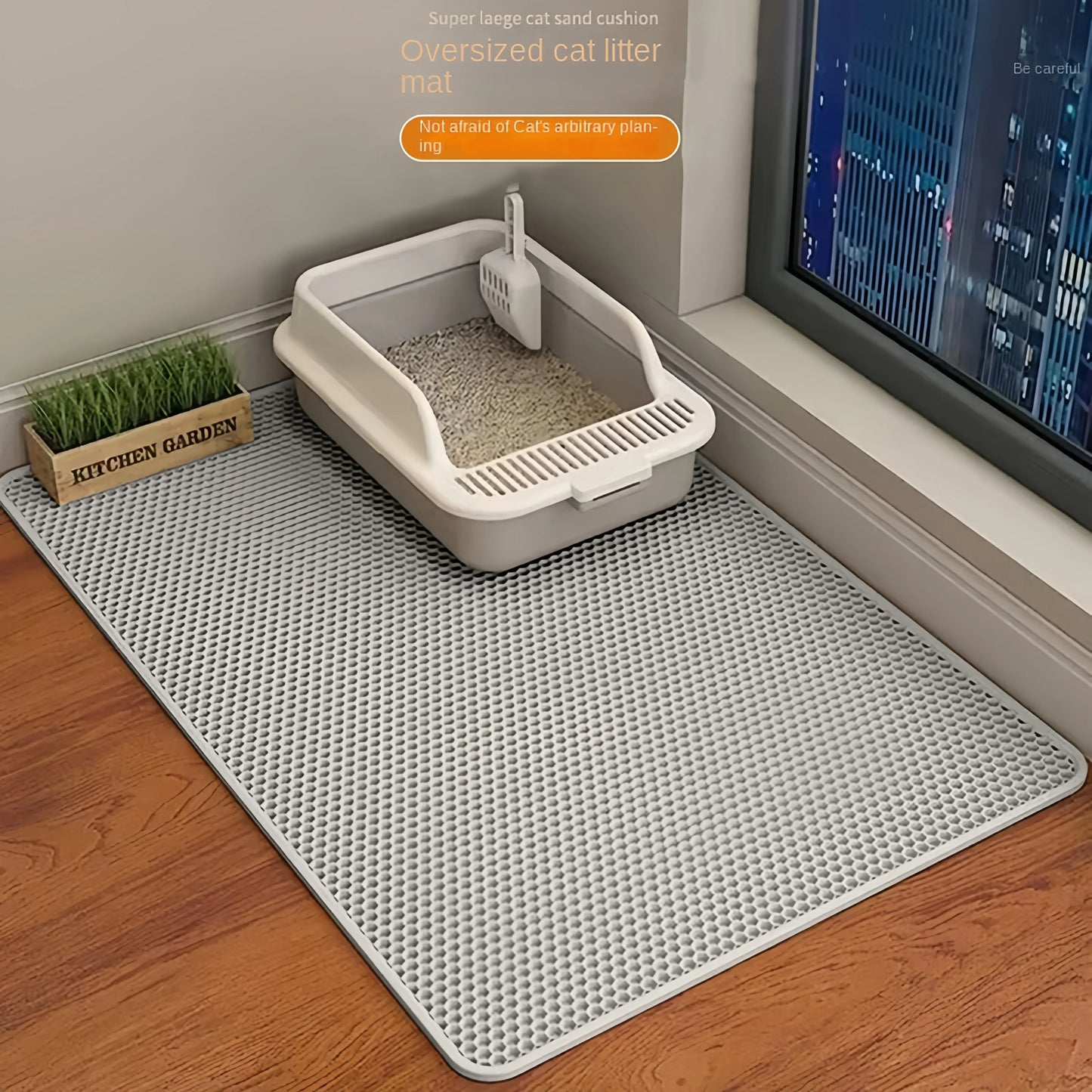 🧼 Kitty Clean Zone ! Cat Litter Mat - Washable, Non-Slip & Honeycomb Design 🐾
