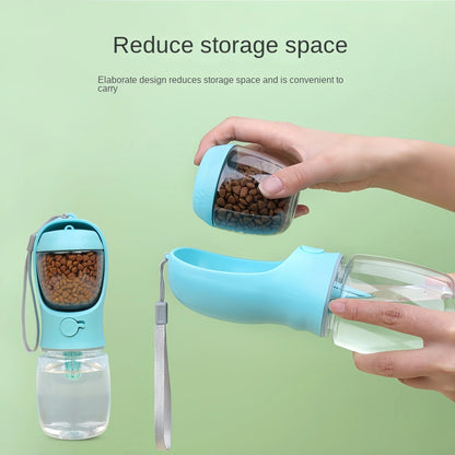 Portable Dog Water Bottle with Bowl & Food Storage – Compact Travel Hydration Solution🐾