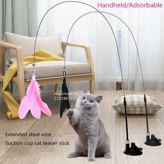 Interactive Cat Feather Teaser Wand 🎉🐾