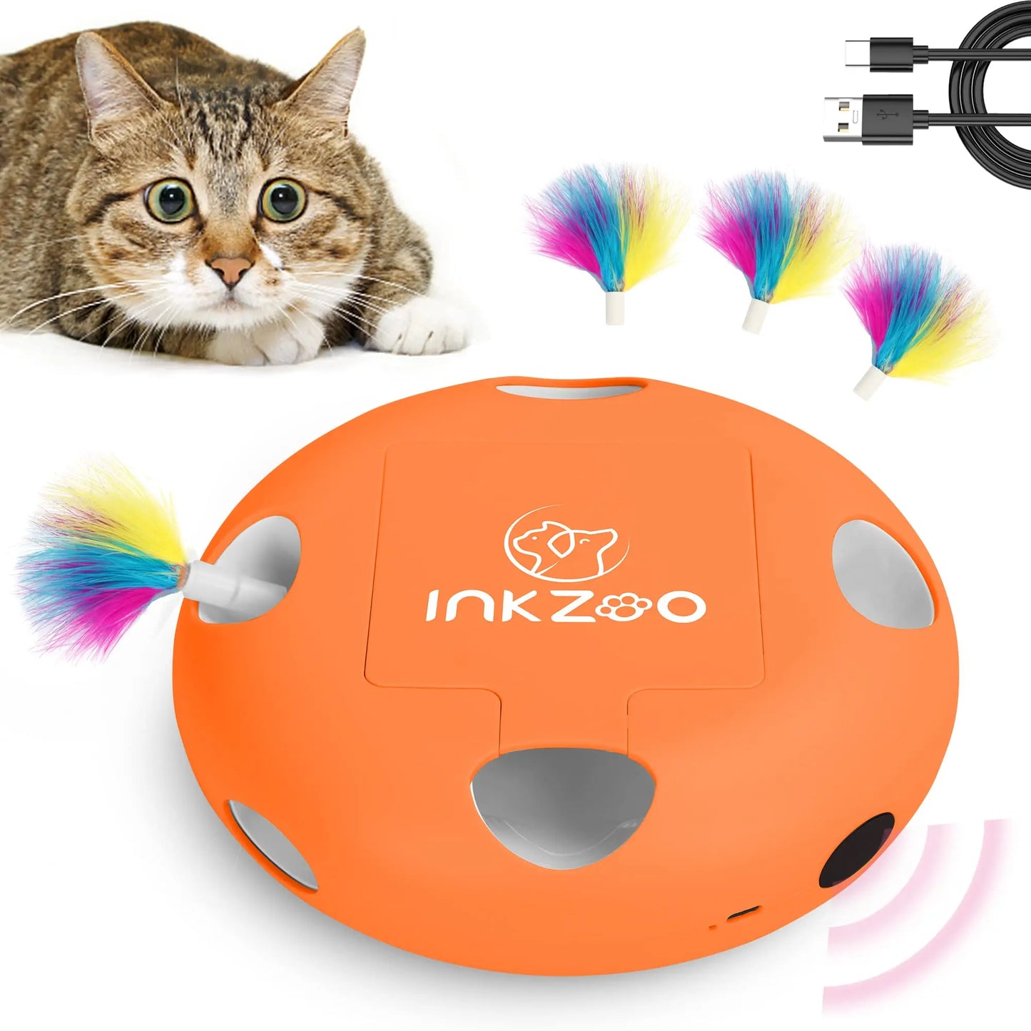 INKZOO Interactive Feather Cat Toy – Best Automatic Chaser