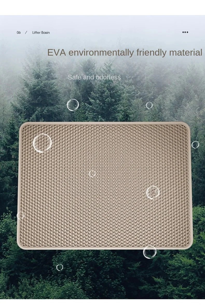 🧼 Kitty Clean Zone ! Cat Litter Mat - Washable, Non-Slip & Honeycomb Design 🐾