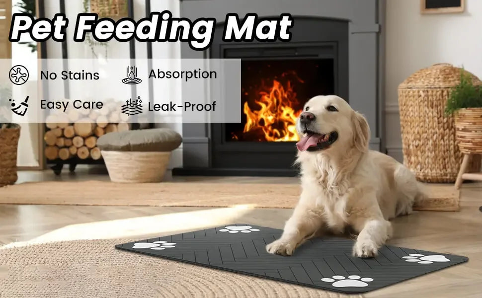 🚀 Absorbent & Non-Slip Pet Feeding Mat – Waterproof for Dogs & Cats 🐾