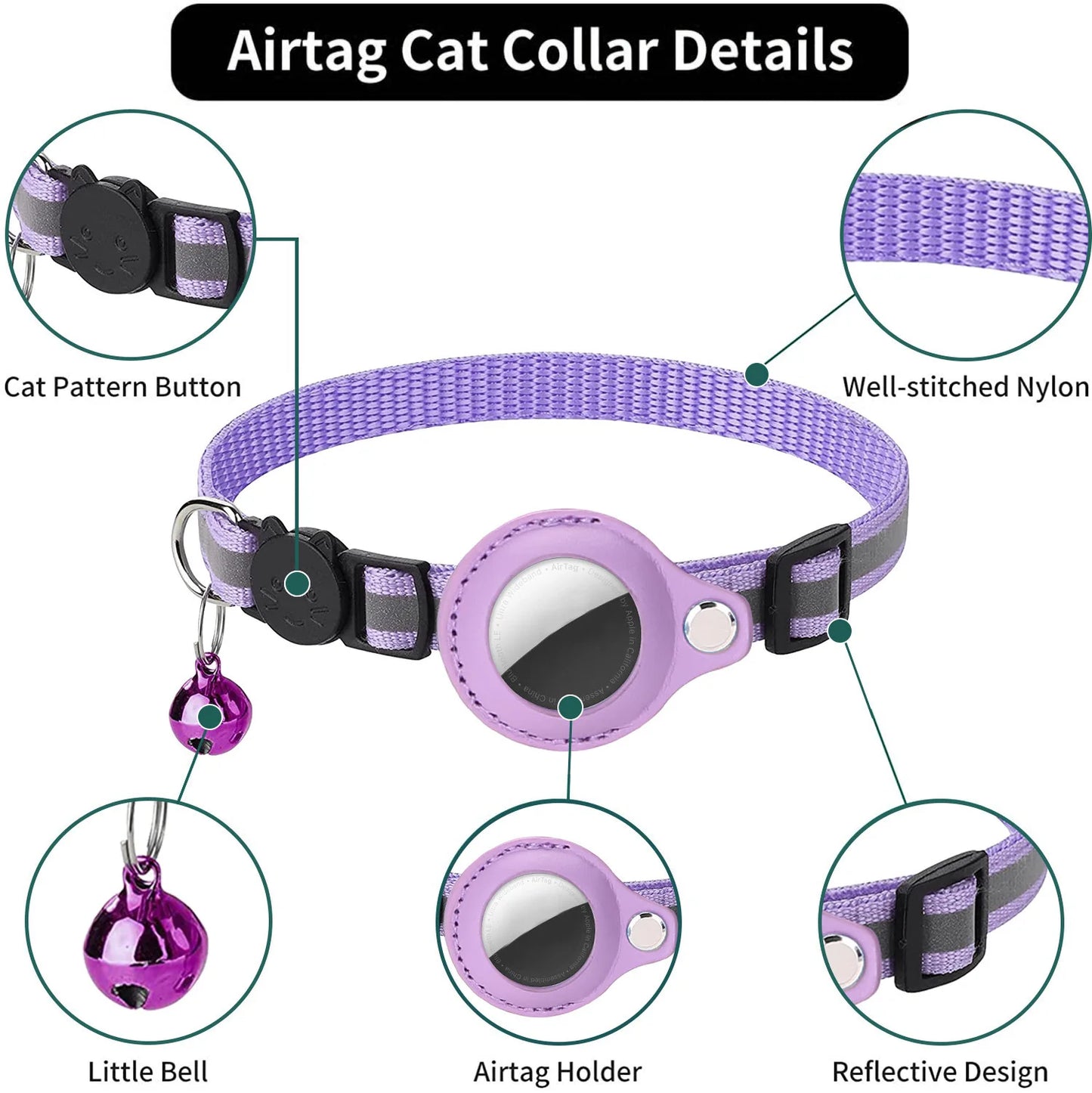 AirTag Cat Collar – Best Reflective GPS Tracker with Breakaway Safety 😺✨