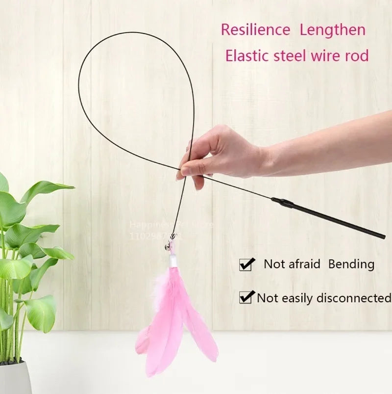 Interactive Cat Feather Teaser Wand 🎉🐾