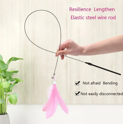 Interactive Cat Feather Teaser Wand 🎉🐾