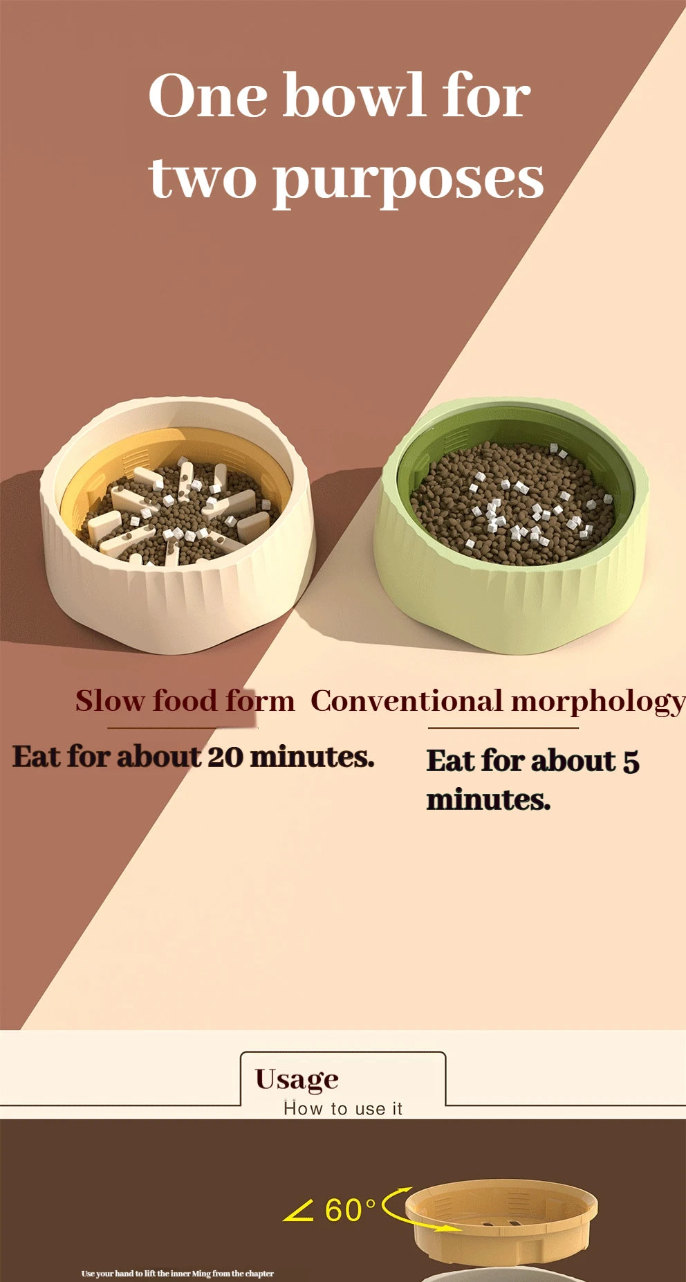 Anti-Spill Slow Feeder Bowl – Anti-Slip, Healthy Eating Solution 🐾