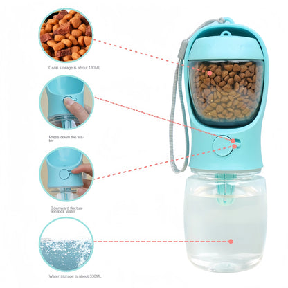 Portable Dog Water Bottle with Bowl & Food Storage – Compact Travel Hydration Solution🐾