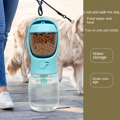Portable Dog Water Bottle with Bowl & Food Storage – Compact Travel Hydration Solution🐾