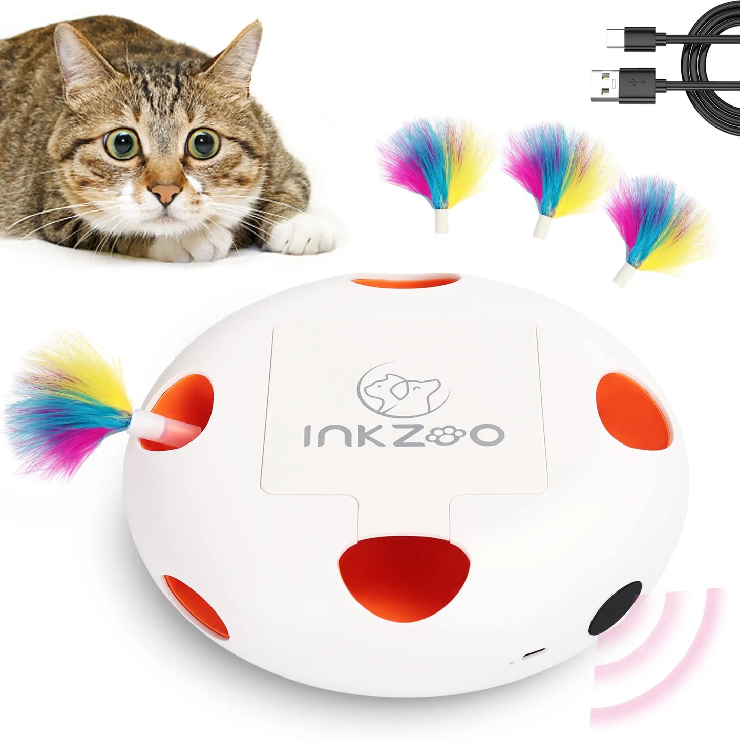 INKZOO Interactive Feather Cat Toy – Best Automatic Chaser